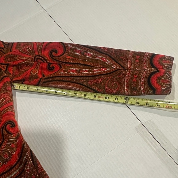 Isaac Mizrahi Paisley burnt orange corderoy Blazer paisley w buttons & pockets - Picture 4 of 13